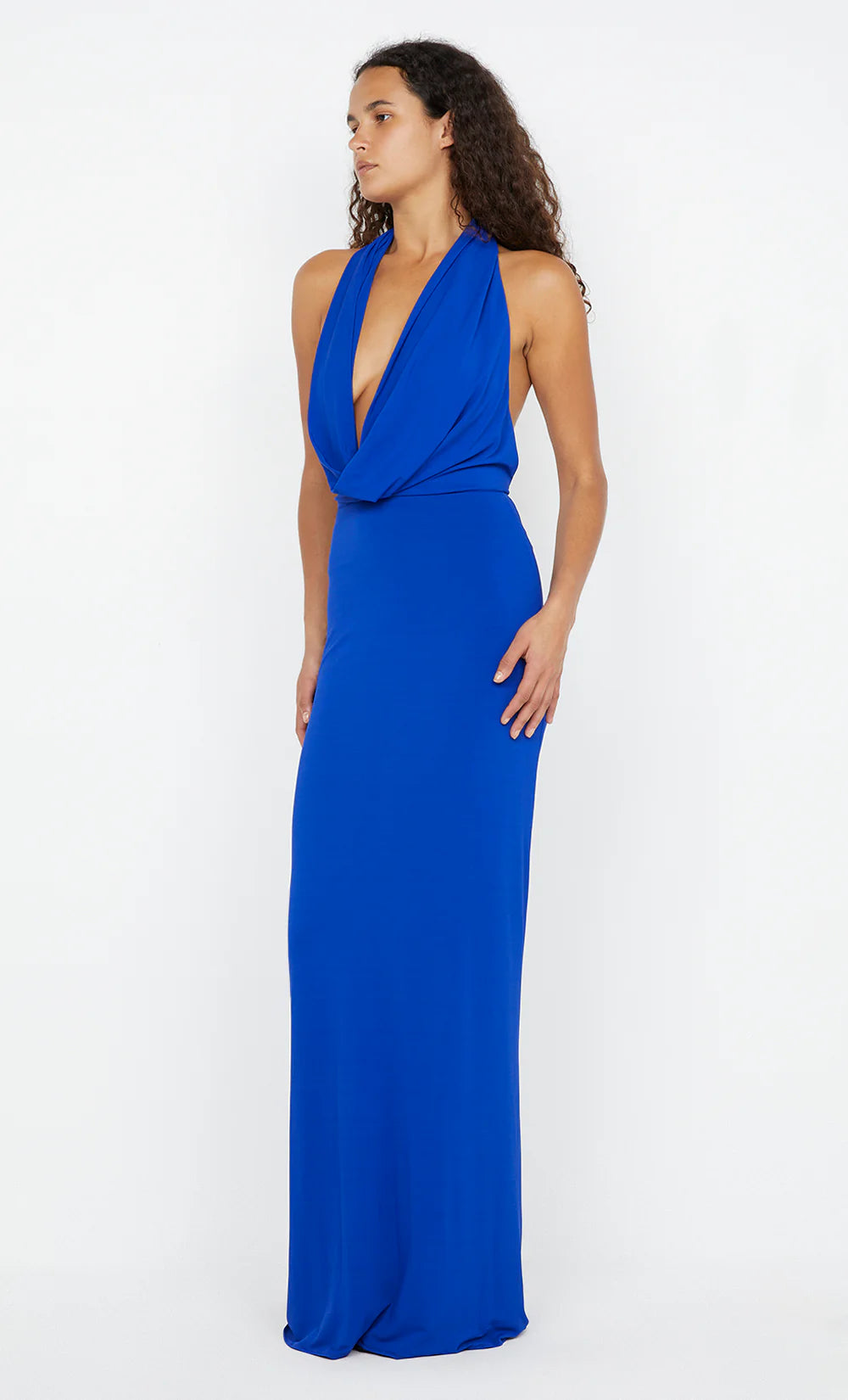 nessie cowl maxi dress, ultramarine blue