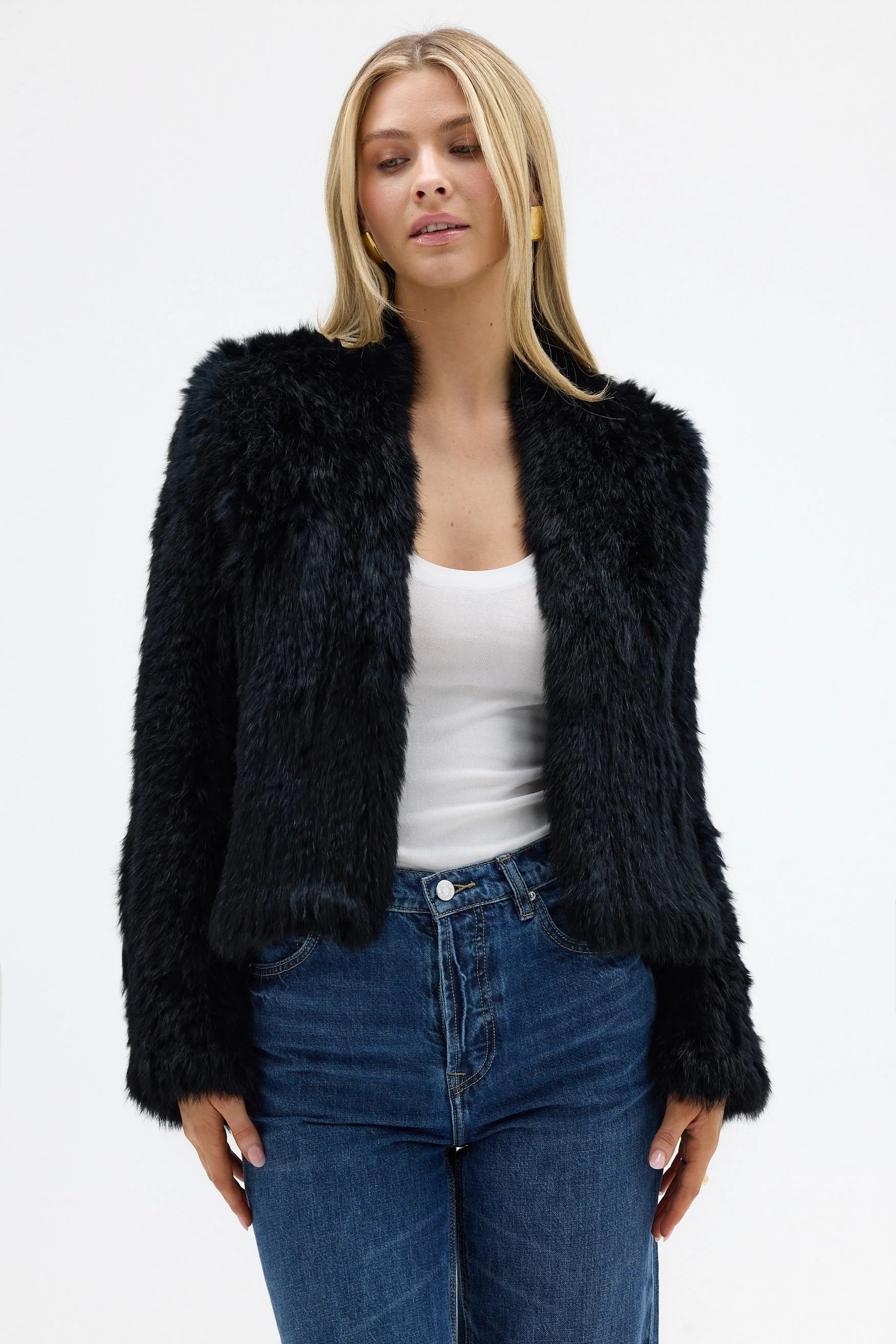 Emma fur jacket, black