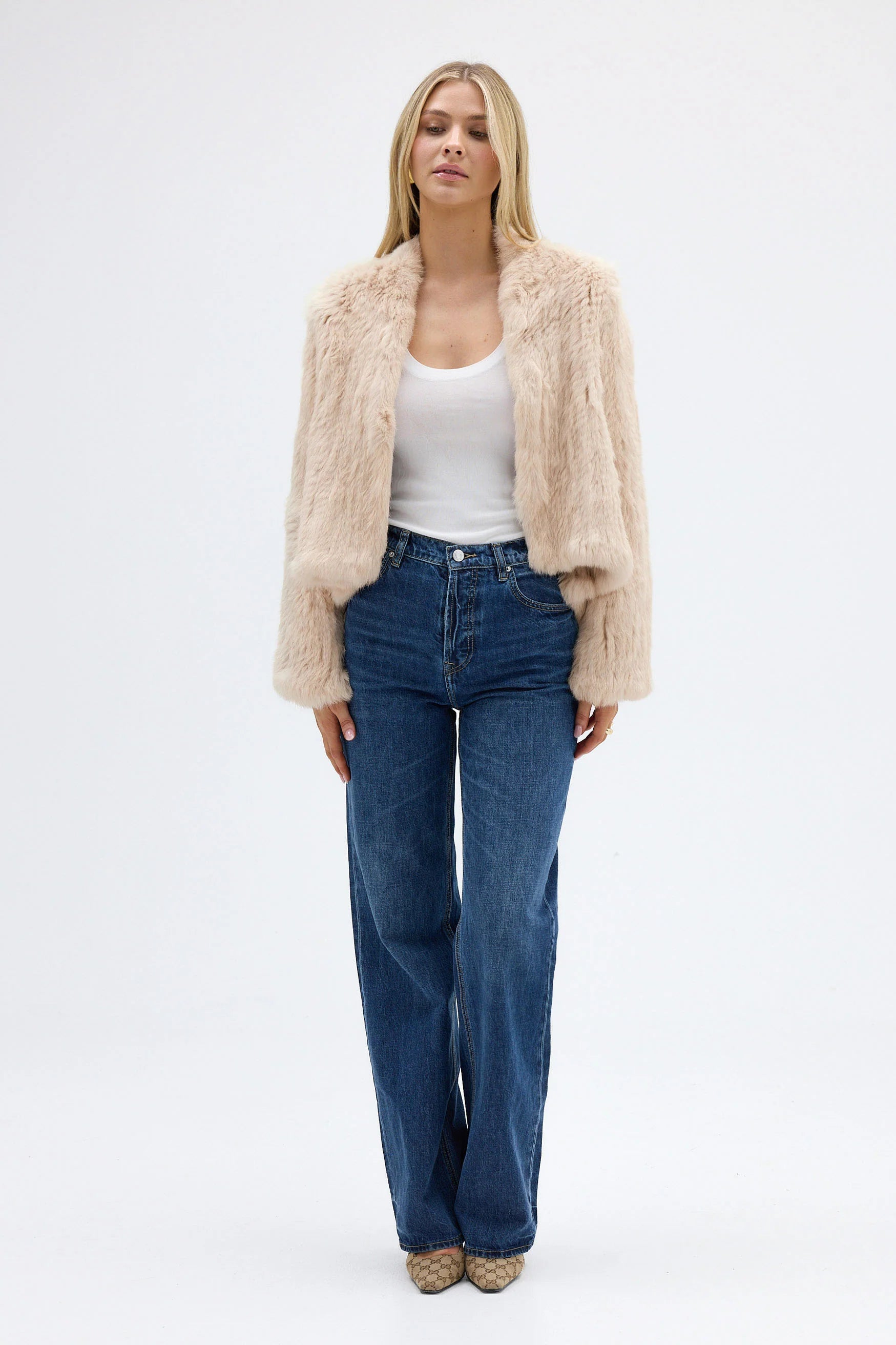 Emma fur jacket, oatmeal