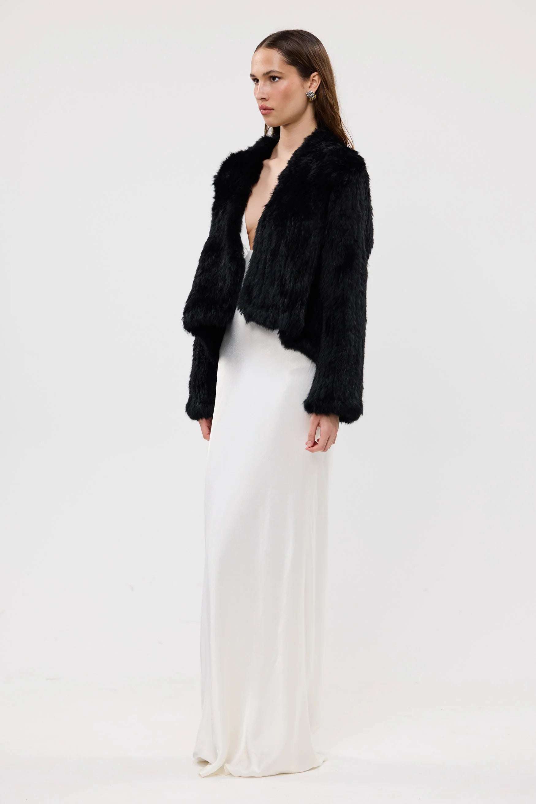 Emma fur jacket, black