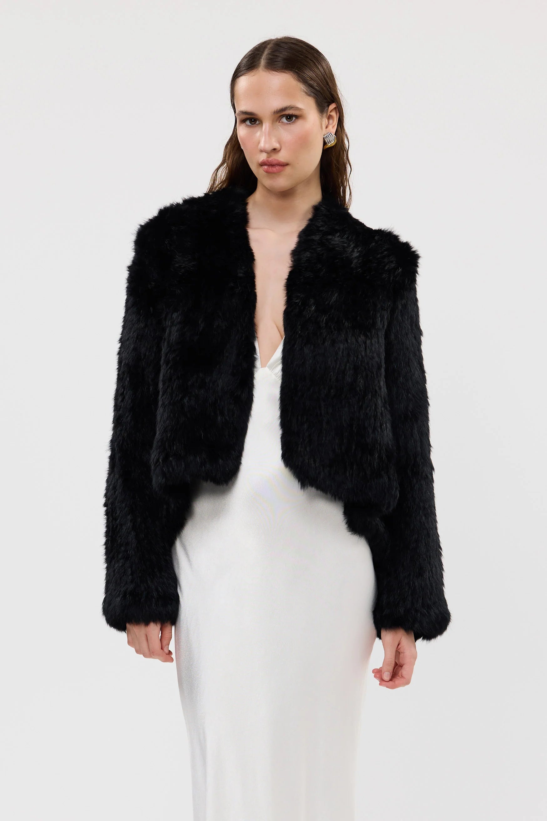 Emma fur jacket, black