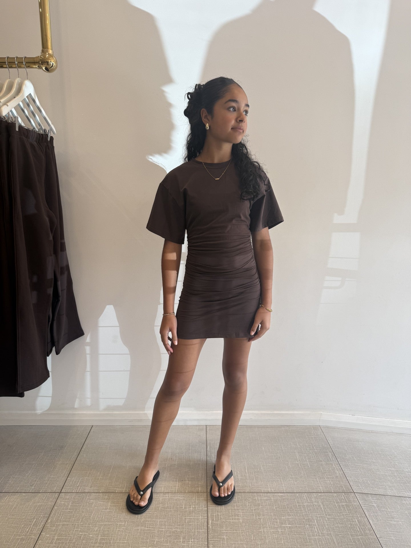 Tee mini dress, choc