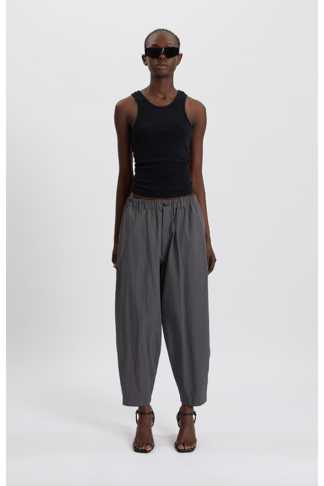 crushed cotton summer pant, washed black