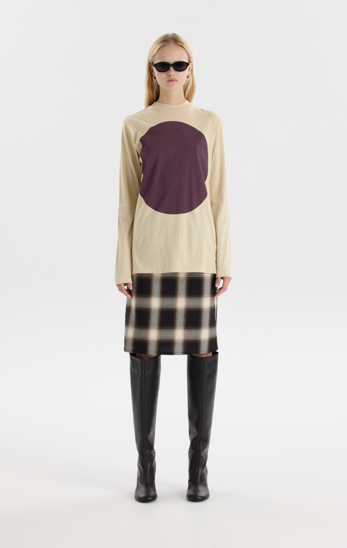 Classic Vtg L/s Dot T-shirt, Soft Ecru/purple