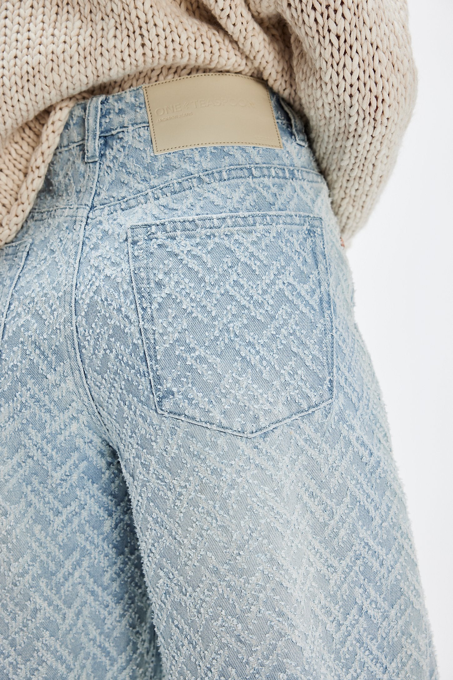 Jackson mid waist wide leg jacquard  jean, chevron blue