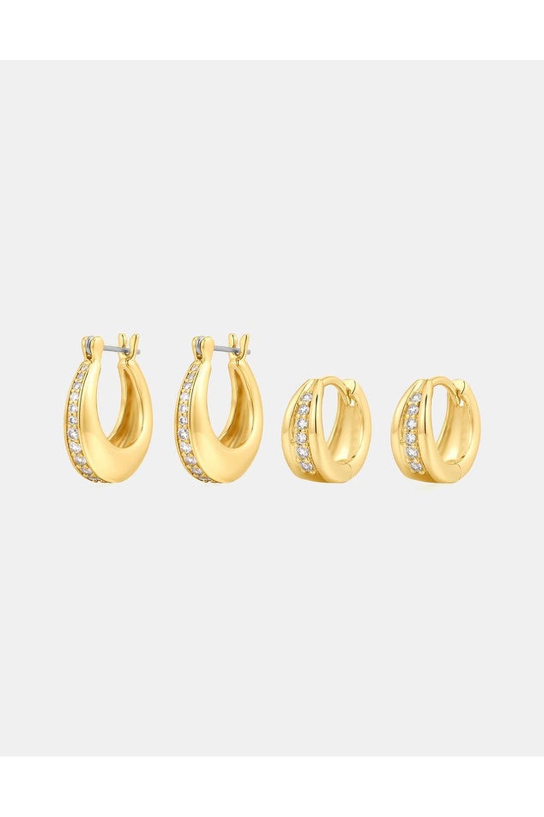 Pave wave huggies set, gold