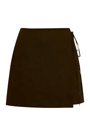 Sybil linen wrap skirt, chocolate