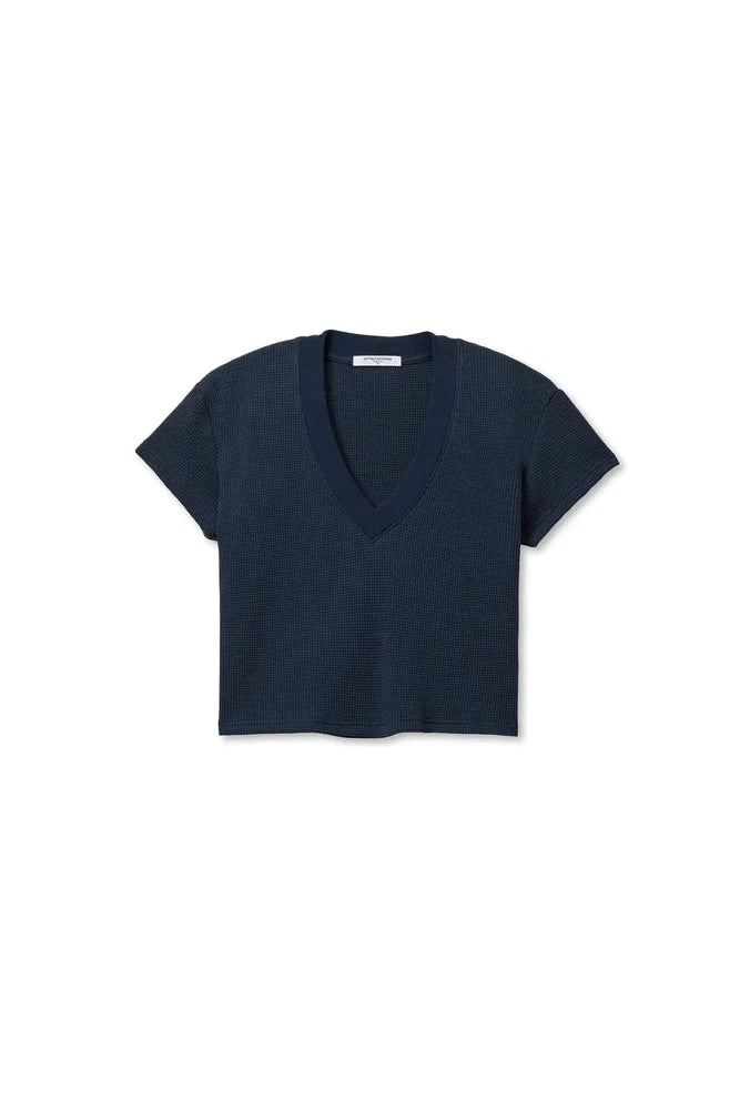 Jada waffle v neck tee, navy
