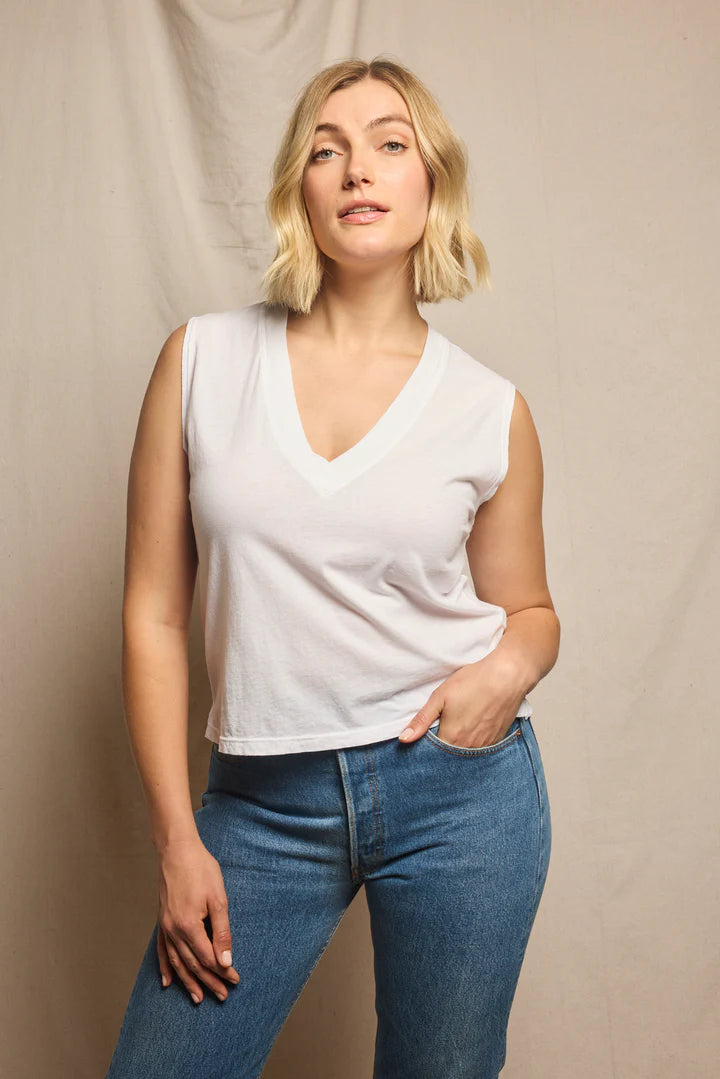 Margot sleeveless tee, white
