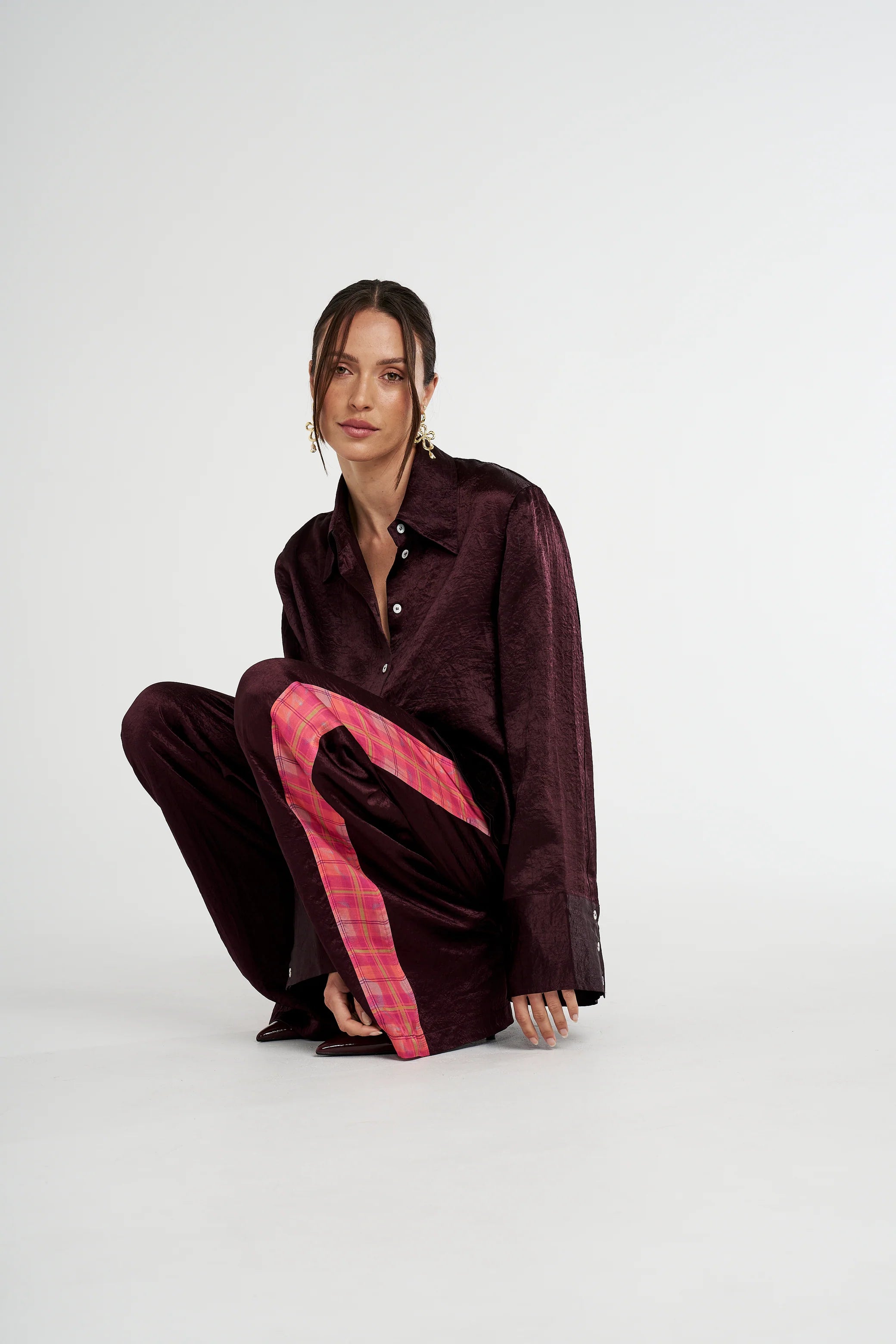 Cuff shirt, plum