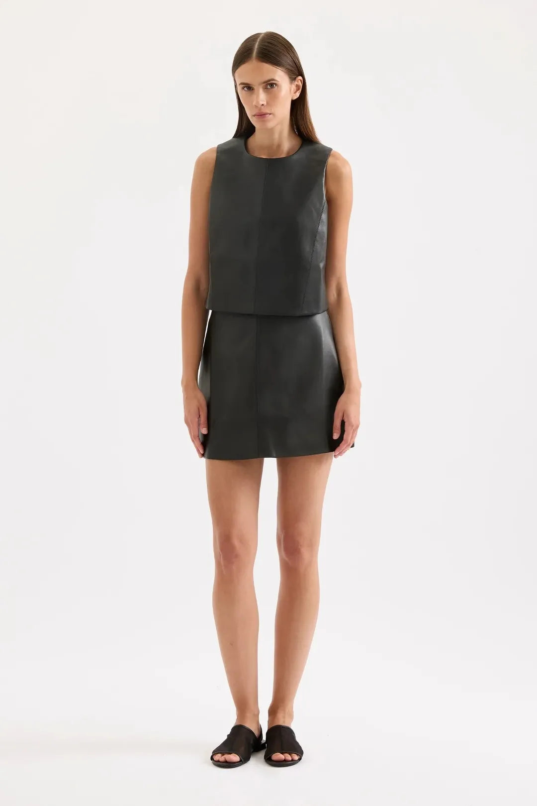 Beaumont vegan leather skirt, black