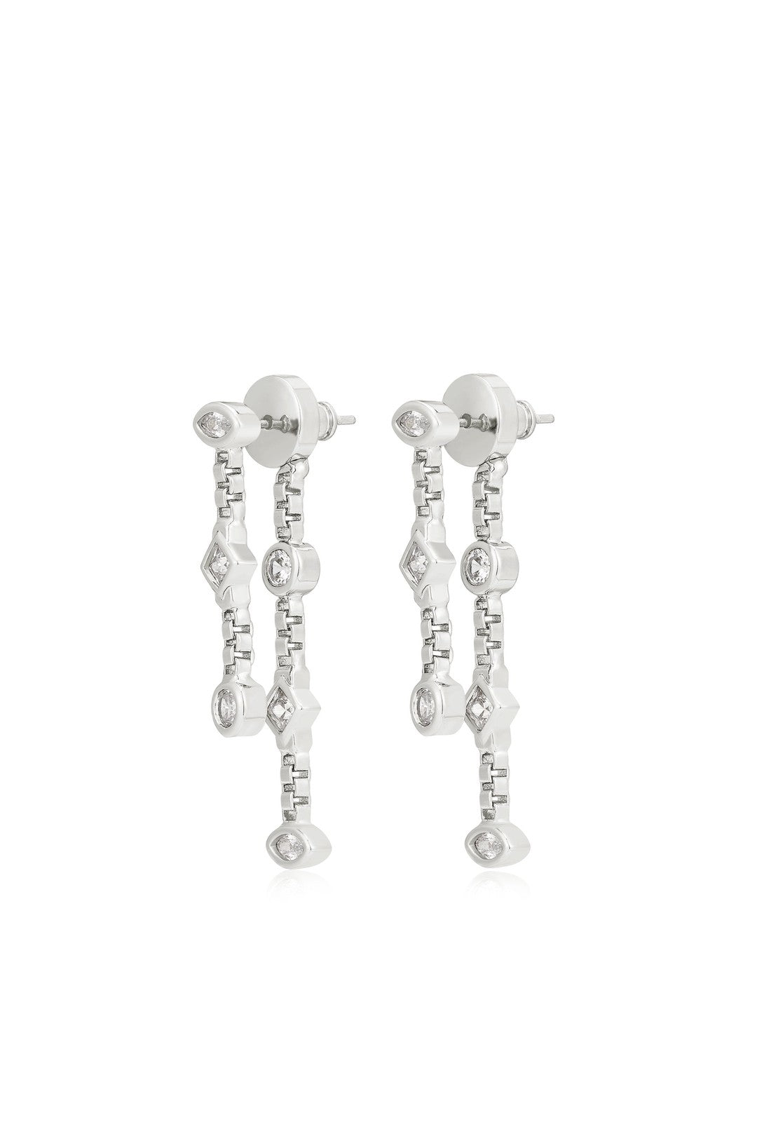 The Camille double chain earrings, silver