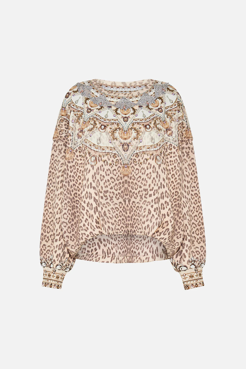 Embellished tuck detail sweater, grotto goddess