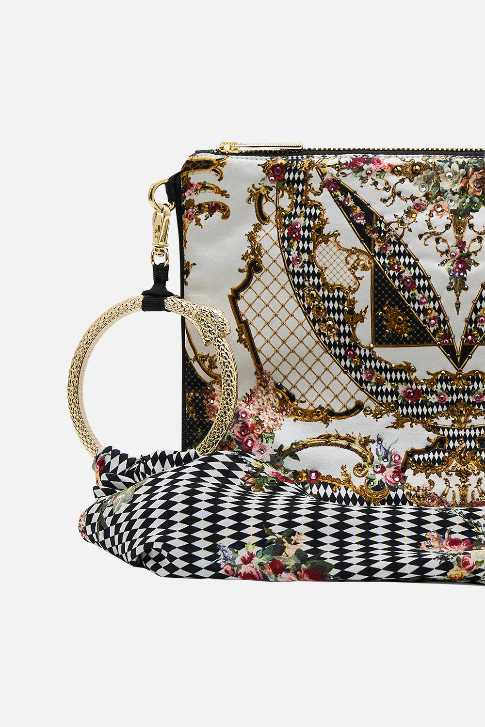 ring scarf clutch, Rococo glow