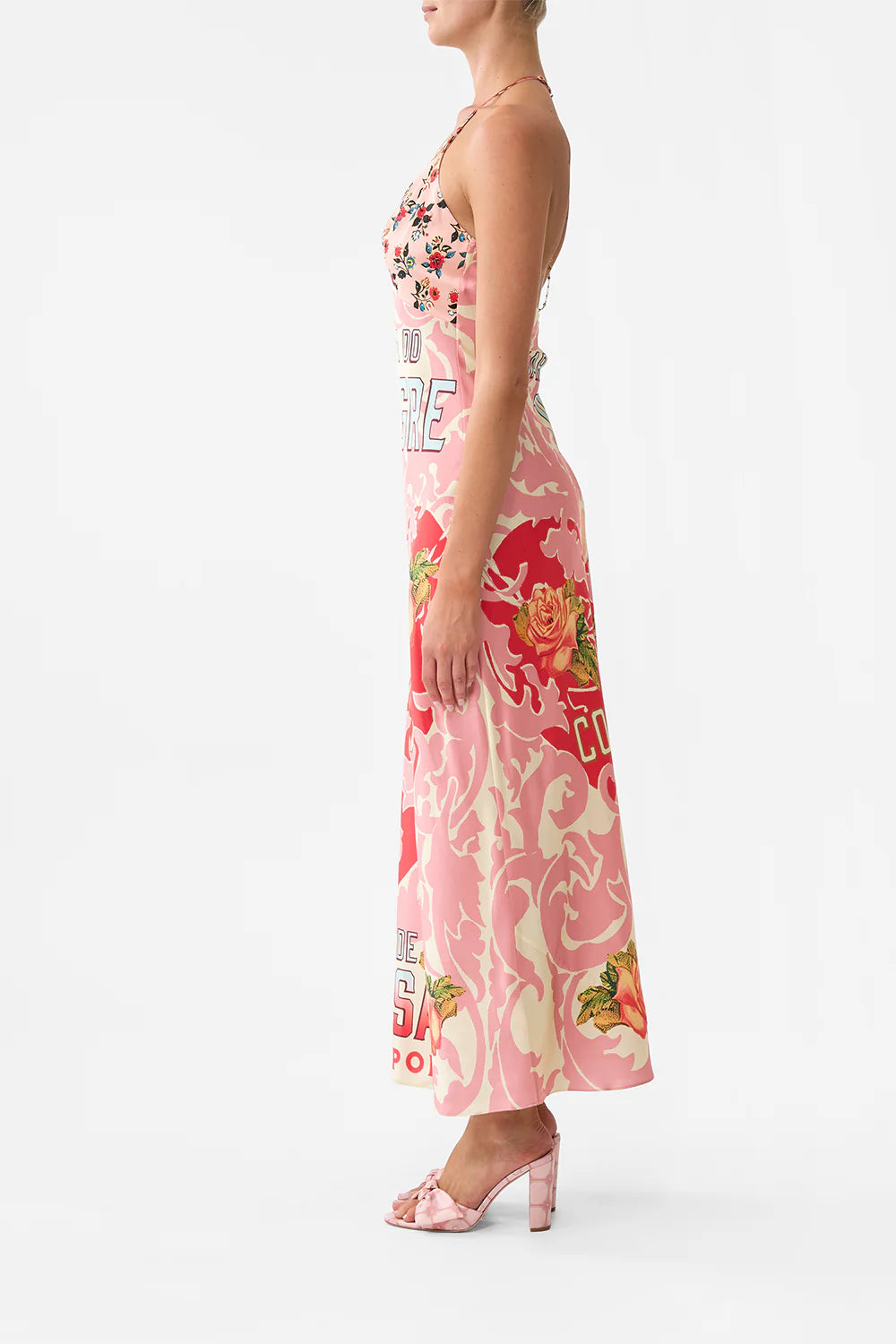 Chain detail slip dress, pink porto