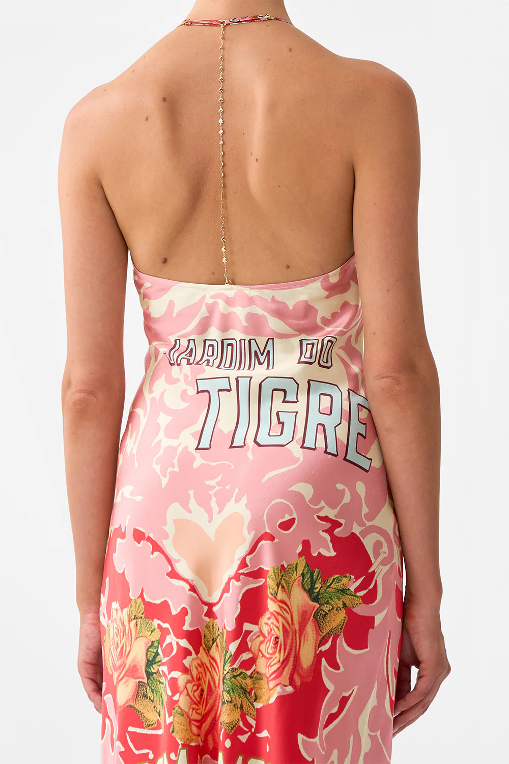 Chain detail slip dress, pink porto