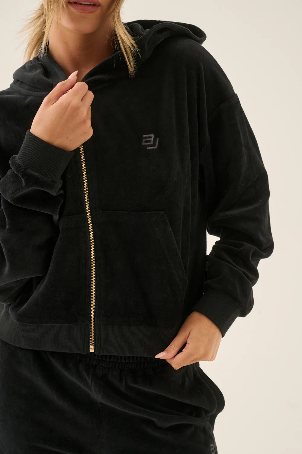 Aj Velour hoodie, noir