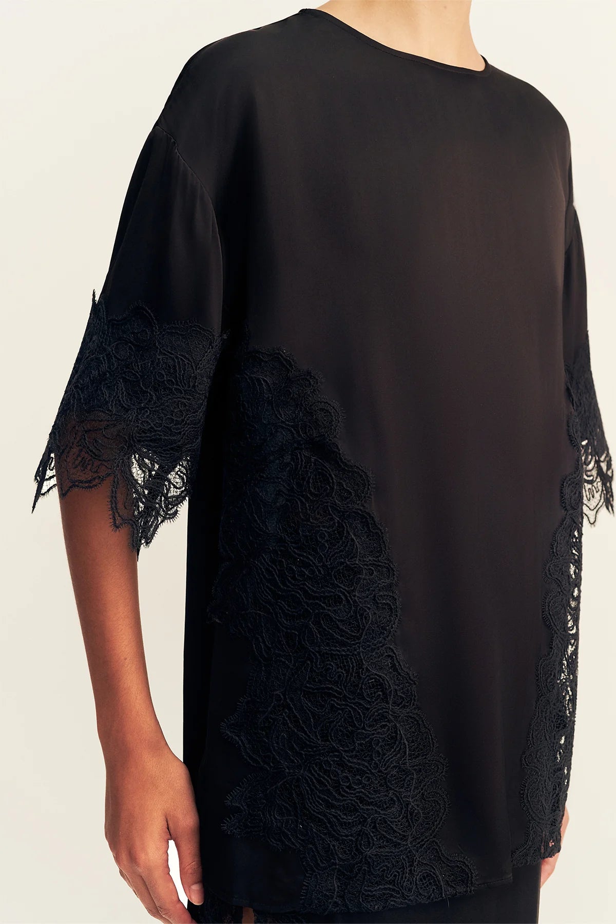 eniko lace t-shirt, black