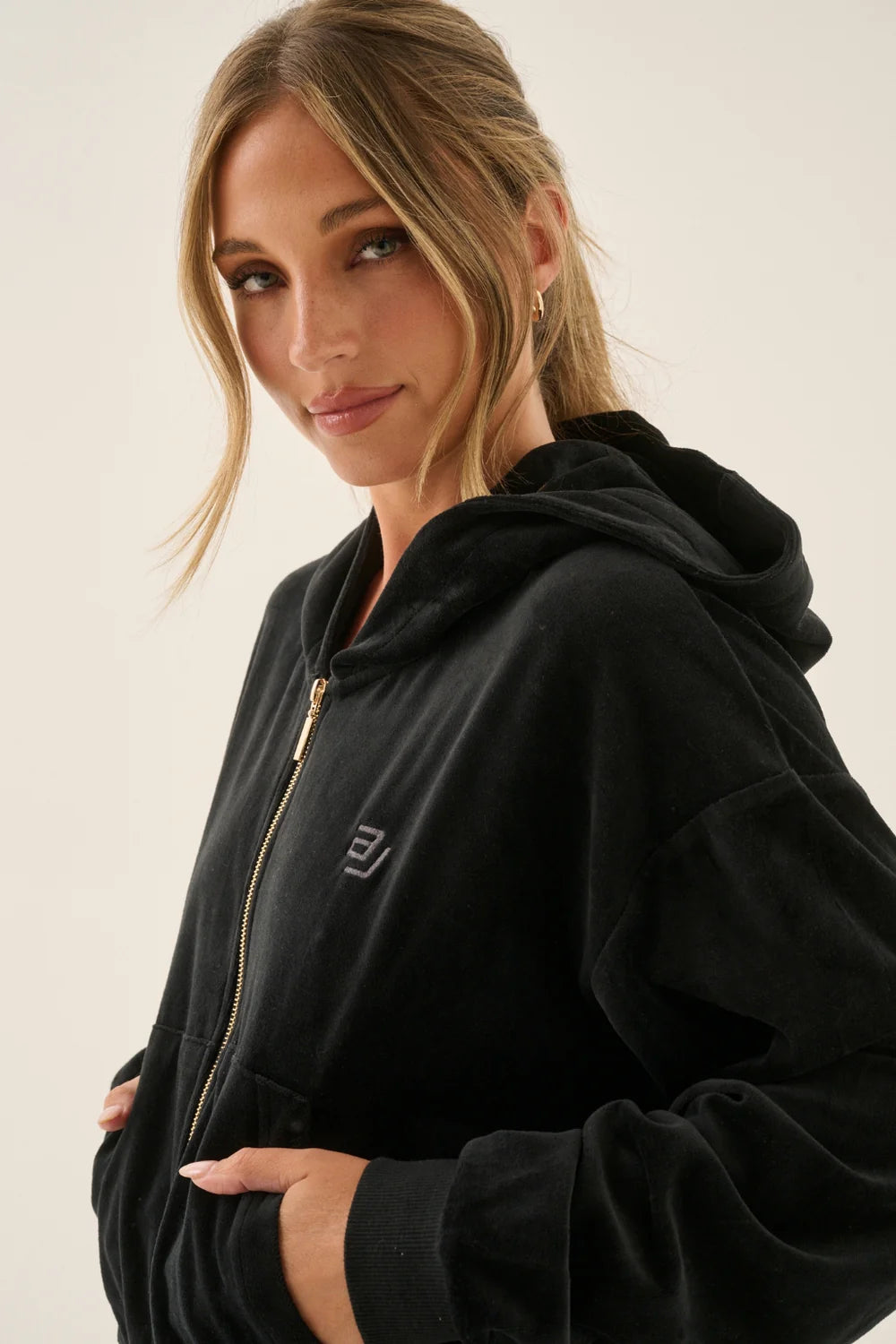 Aj Velour hoodie, noir