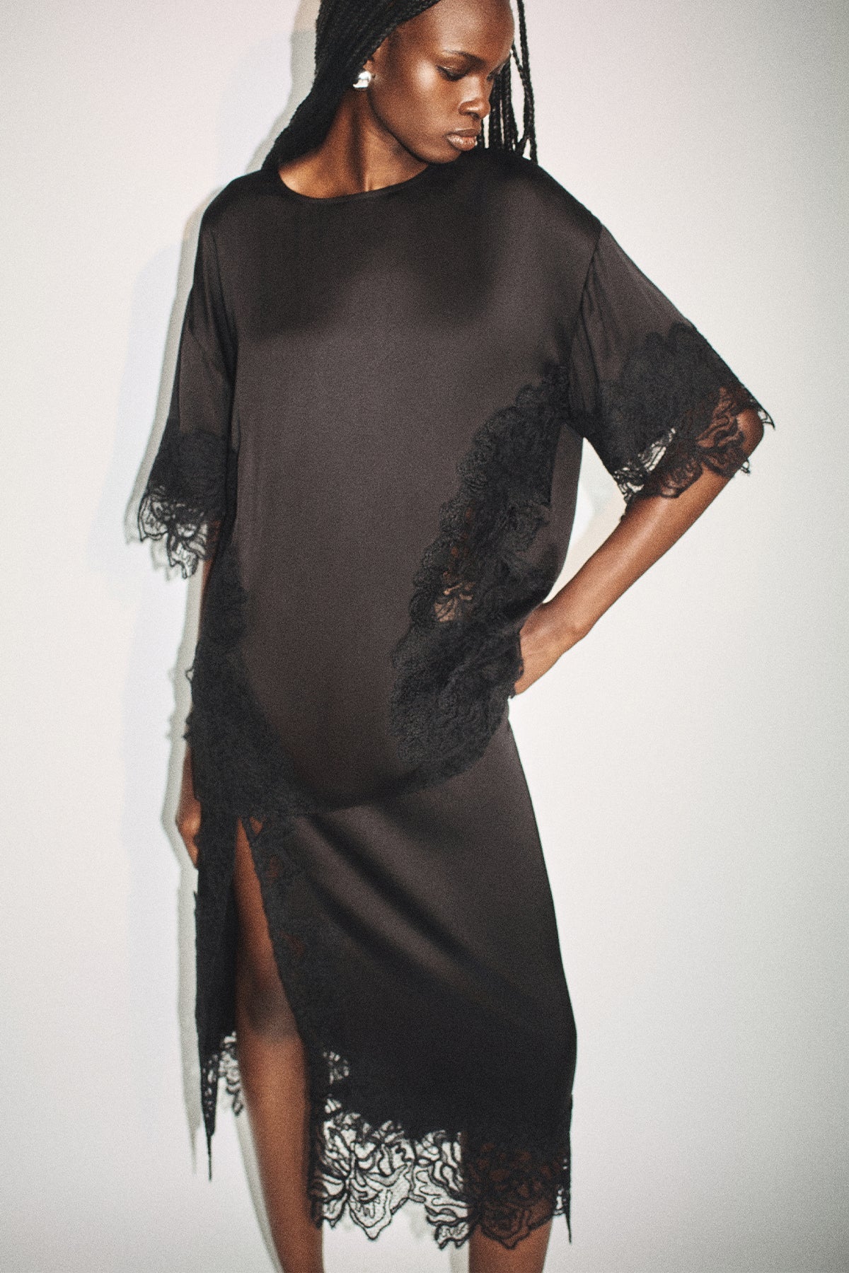 eniko lace t-shirt, black