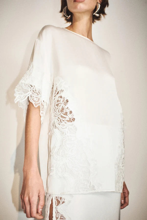 eniko lace t-shirt - ivory