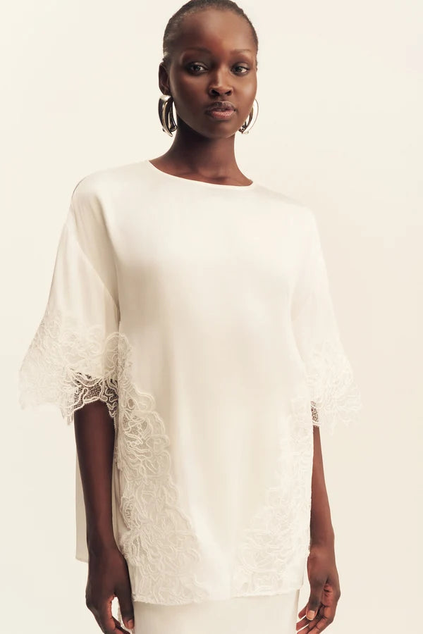eniko lace t-shirt - ivory