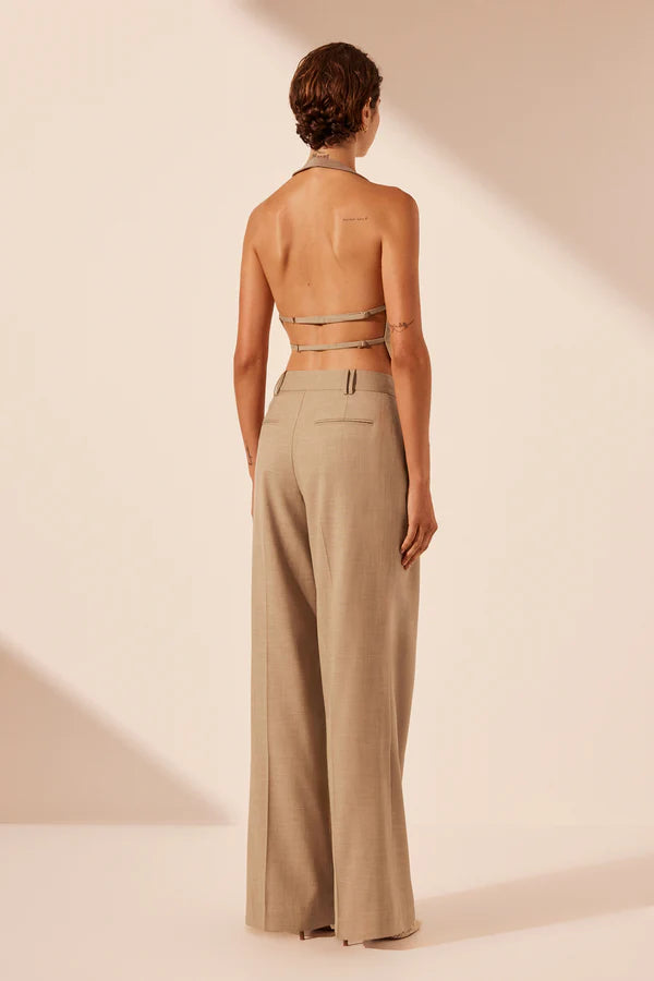 asher tailored open back vest - latte