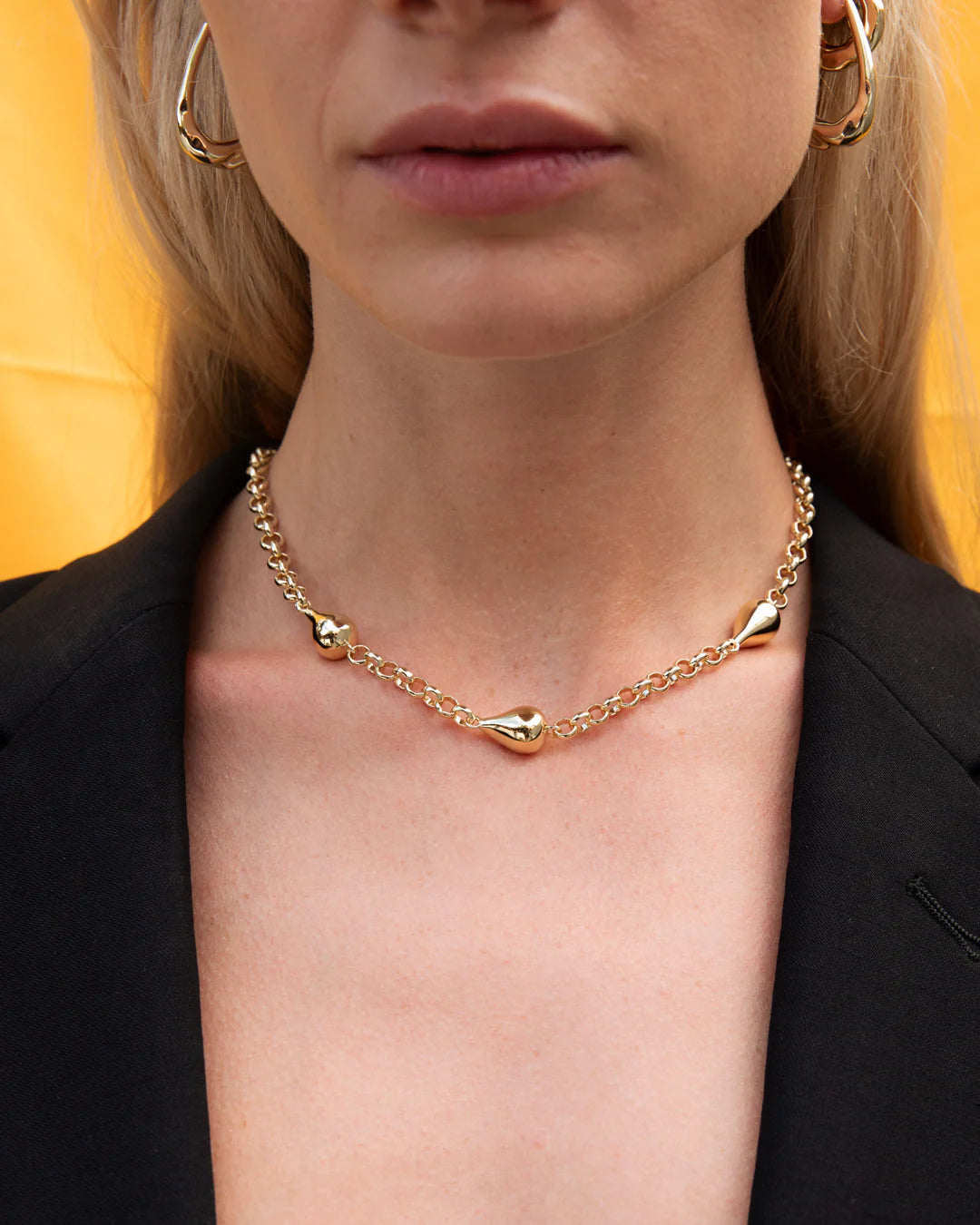 fluid ball necklace, gold