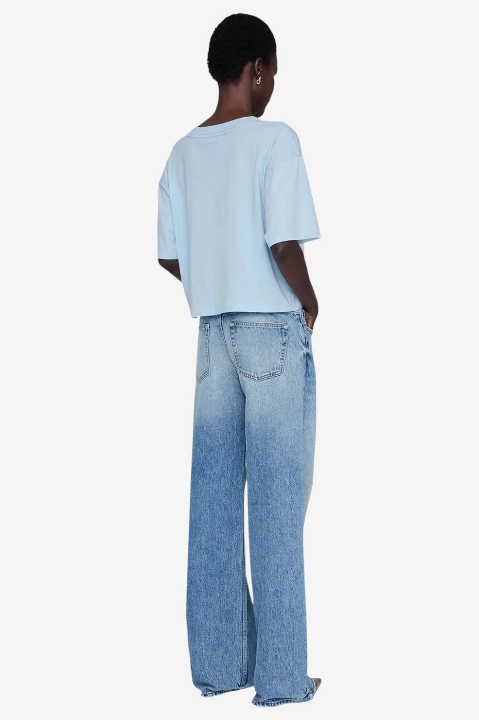 Johnny cropped tee framed monogram, pale blue