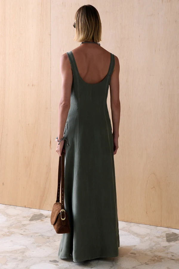 The marla cupro dress, evergreen