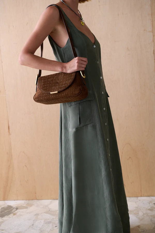 The marla cupro dress, evergreen