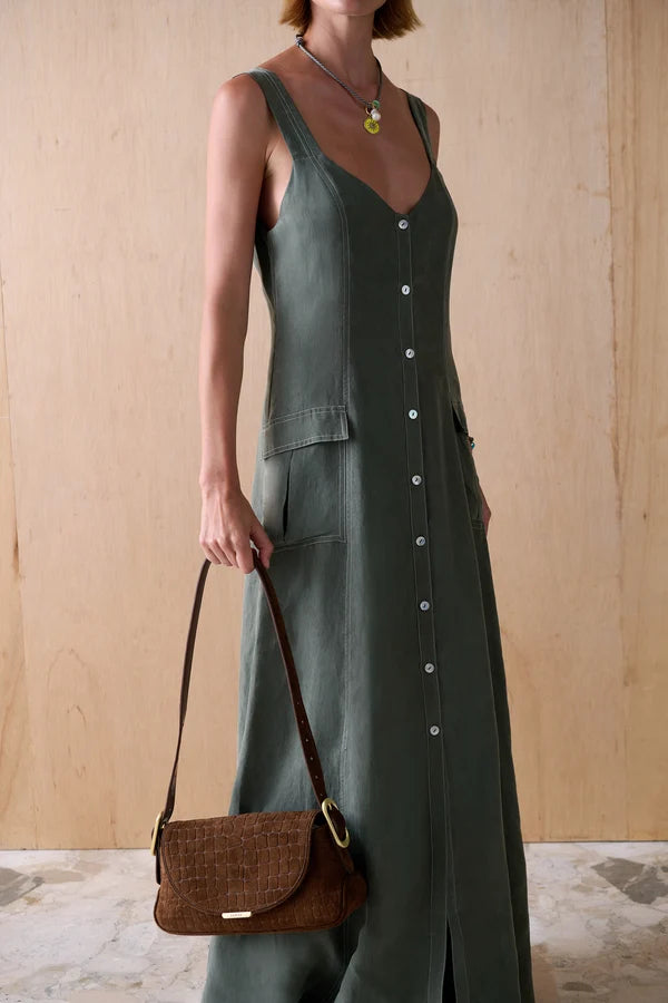 The marla cupro dress, evergreen