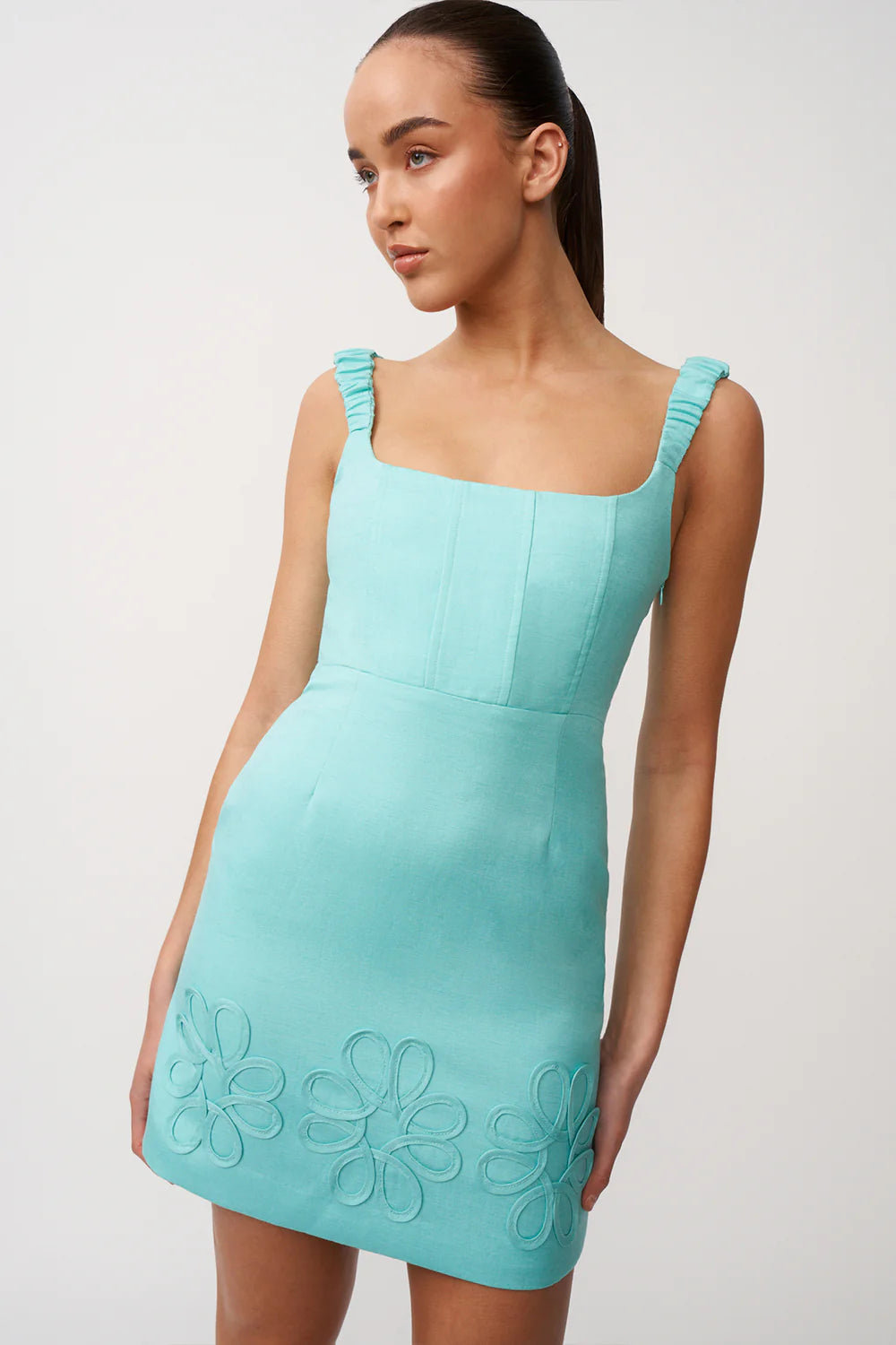 Giovanna pipe mini dress, aqua