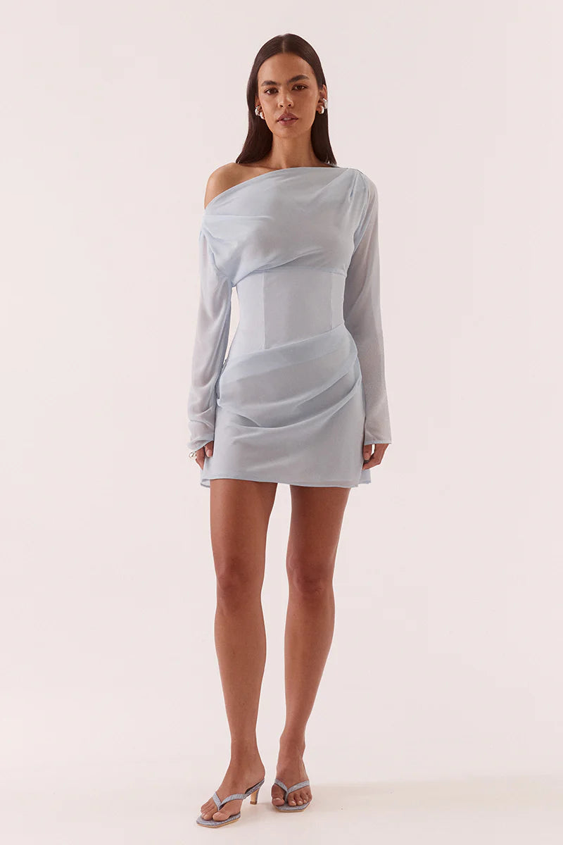 Ada long sleeve mini, whisper blue