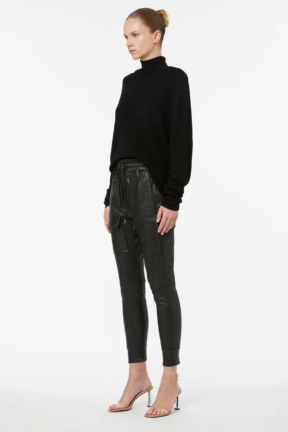 Open season stretch leather pant, black