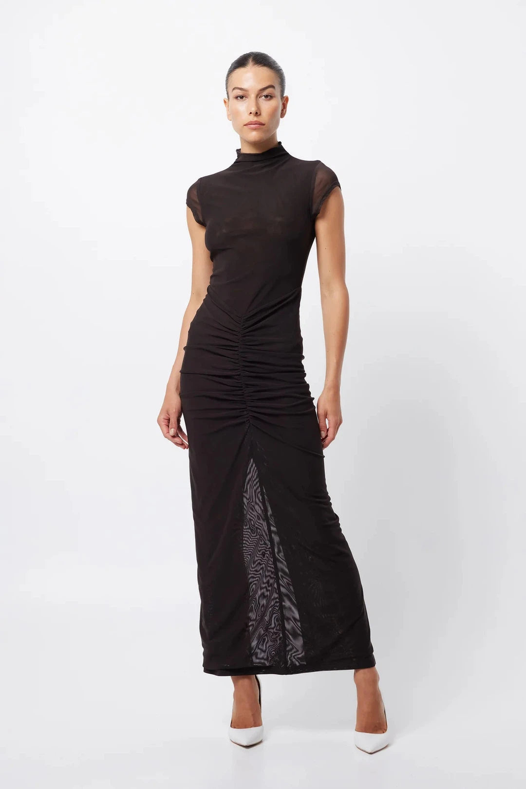 Punctured maxi dress, chocolate