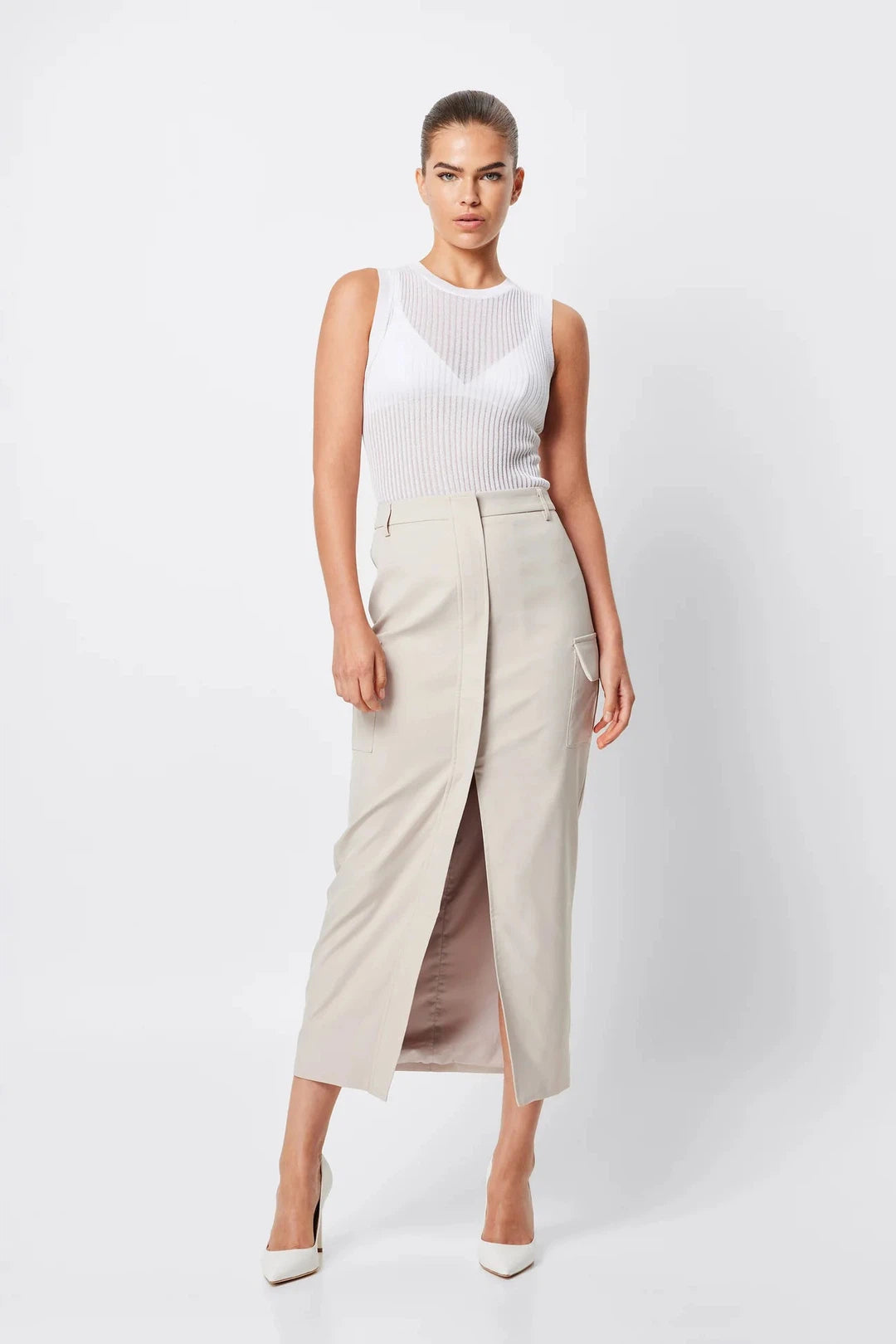 The Cannes midi skirt, natural