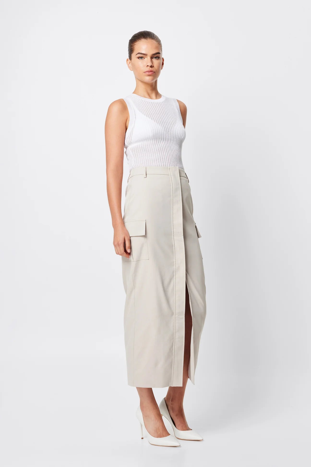 The Cannes midi skirt, natural