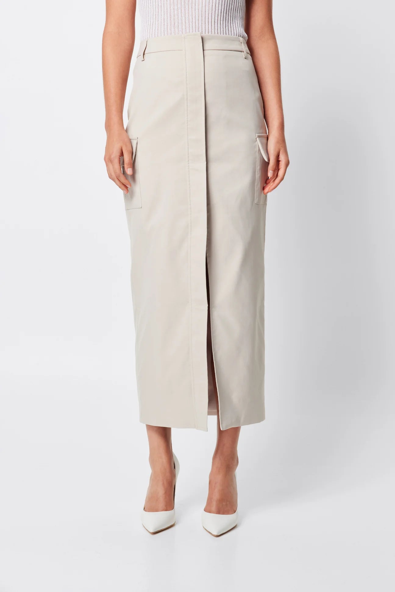 The Cannes midi skirt, natural