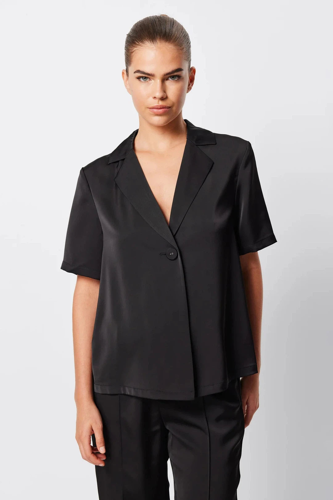 Adrift one button shirt, black