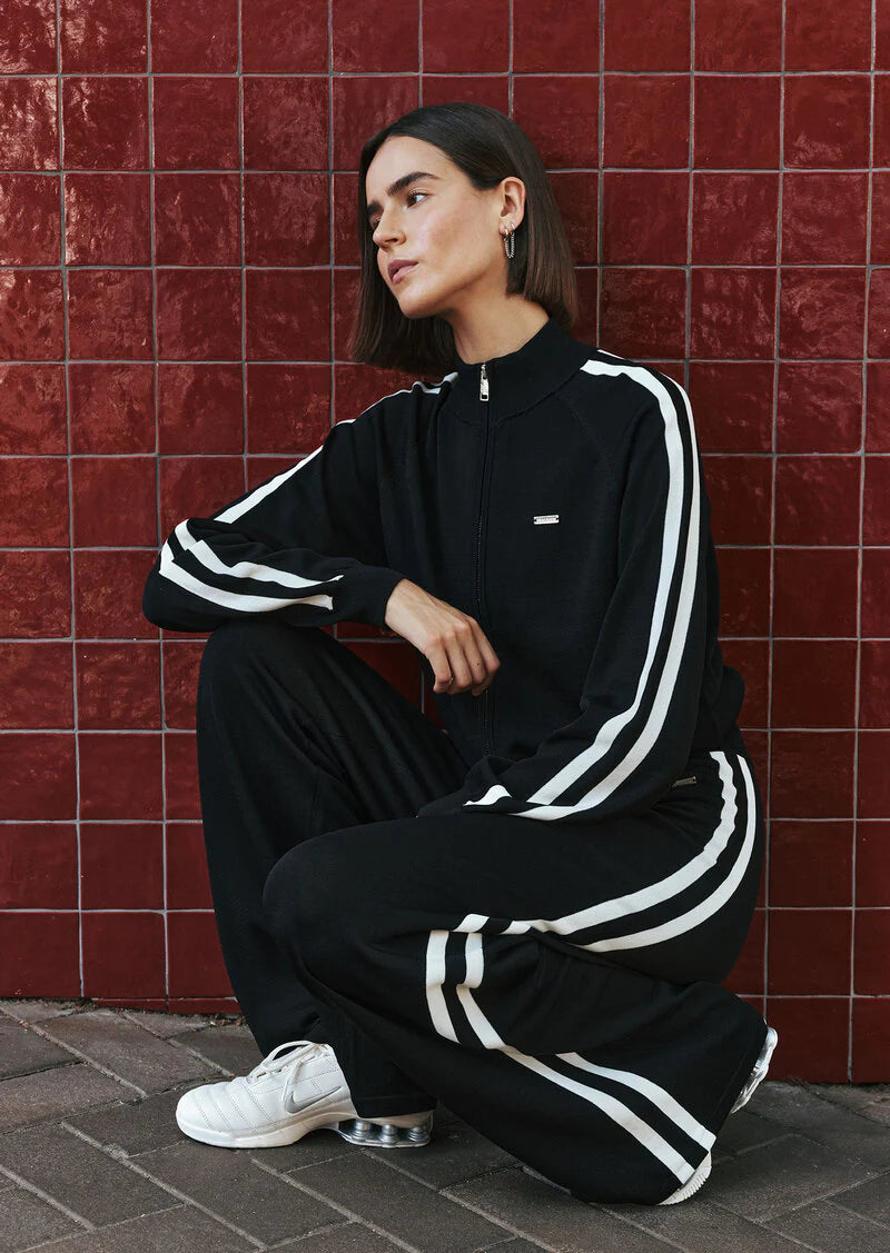 Retreat knit pant, black/whisper white