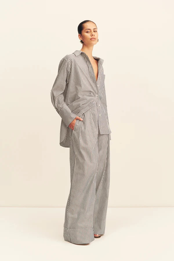 jayde oversized shirt, dark navy/ivory