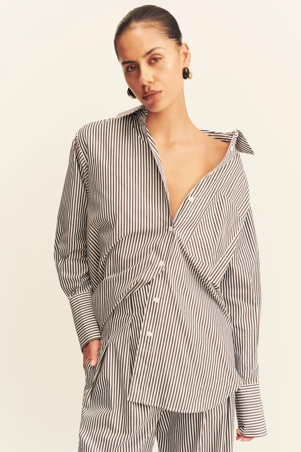 jayde oversized shirt, dark navy/ivory