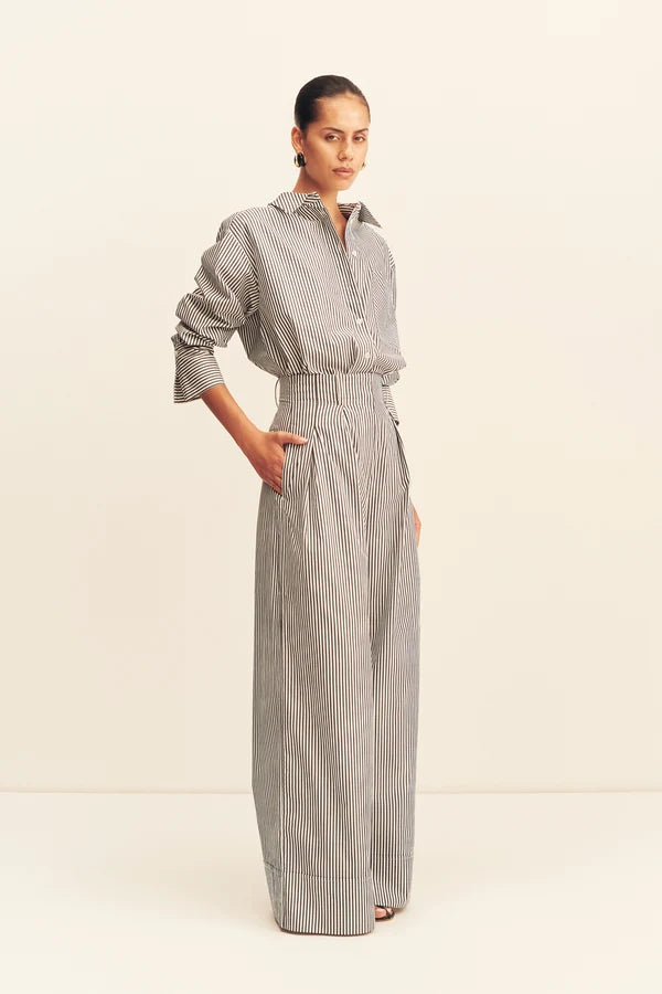jayde high waisted relaxed pant, dark navy/ivory