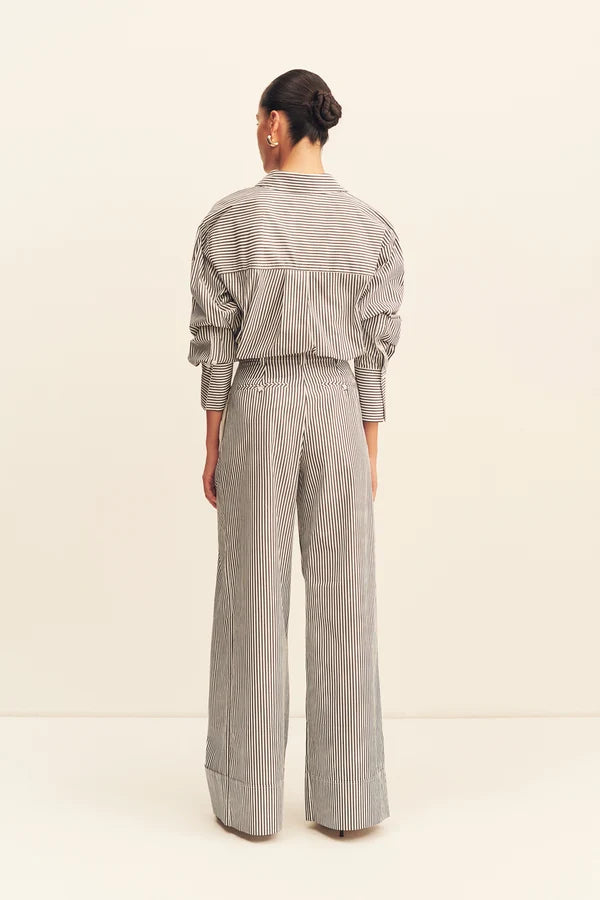 jayde high waisted relaxed pant, dark navy/ivory