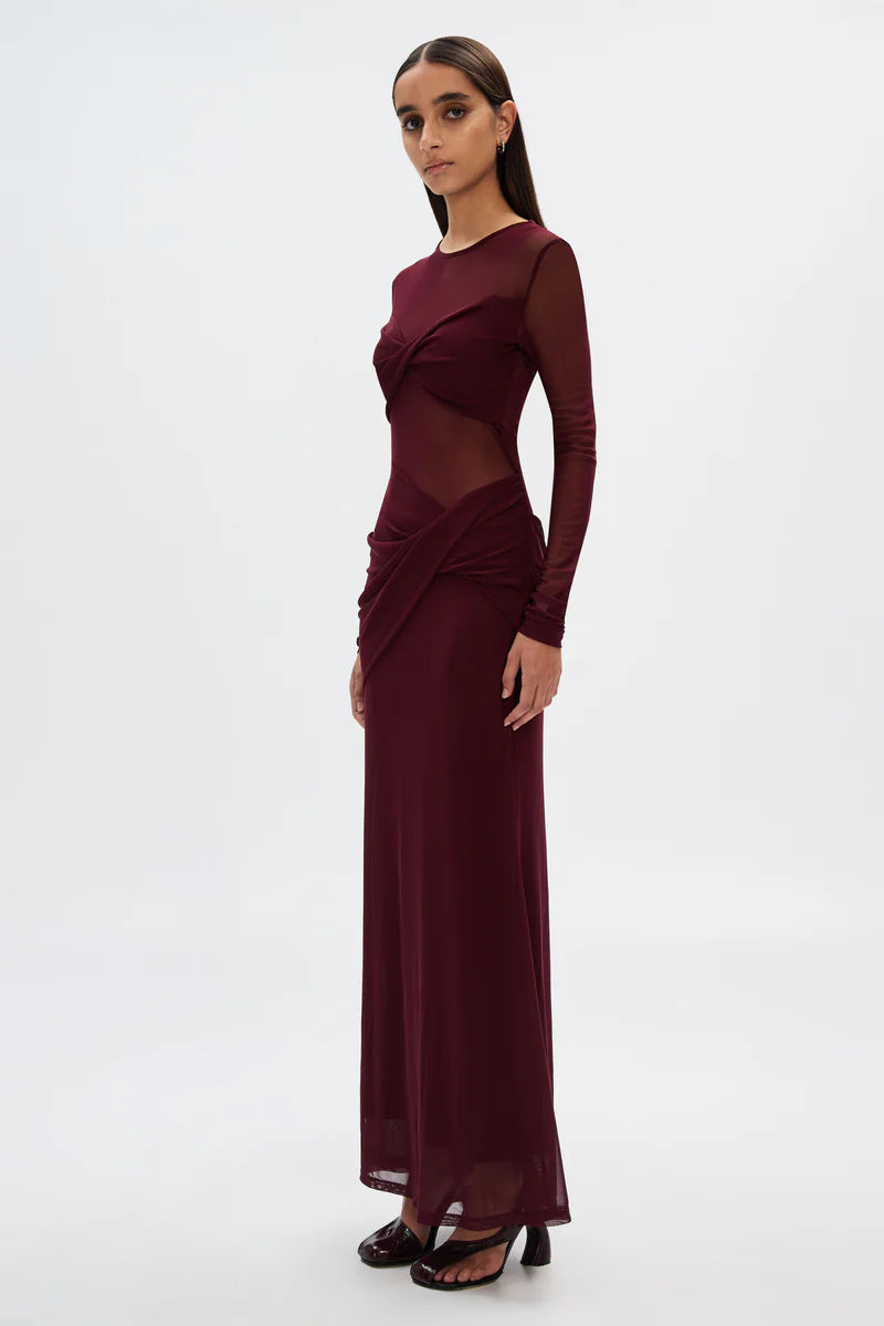 The Abelia mesh dress, berry