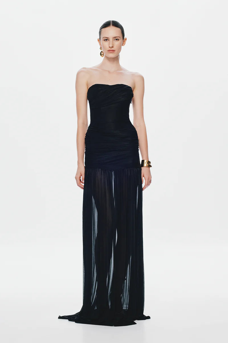 Ember wrapped dress, black
