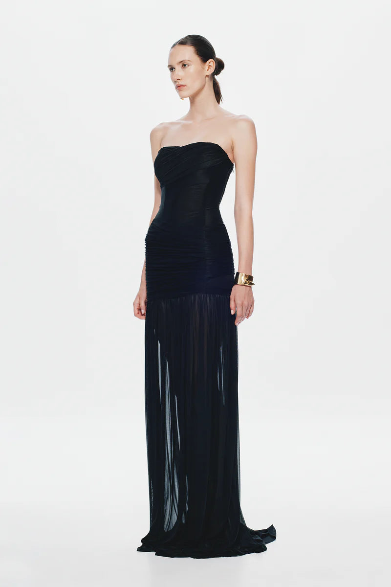 Ember wrapped dress, black