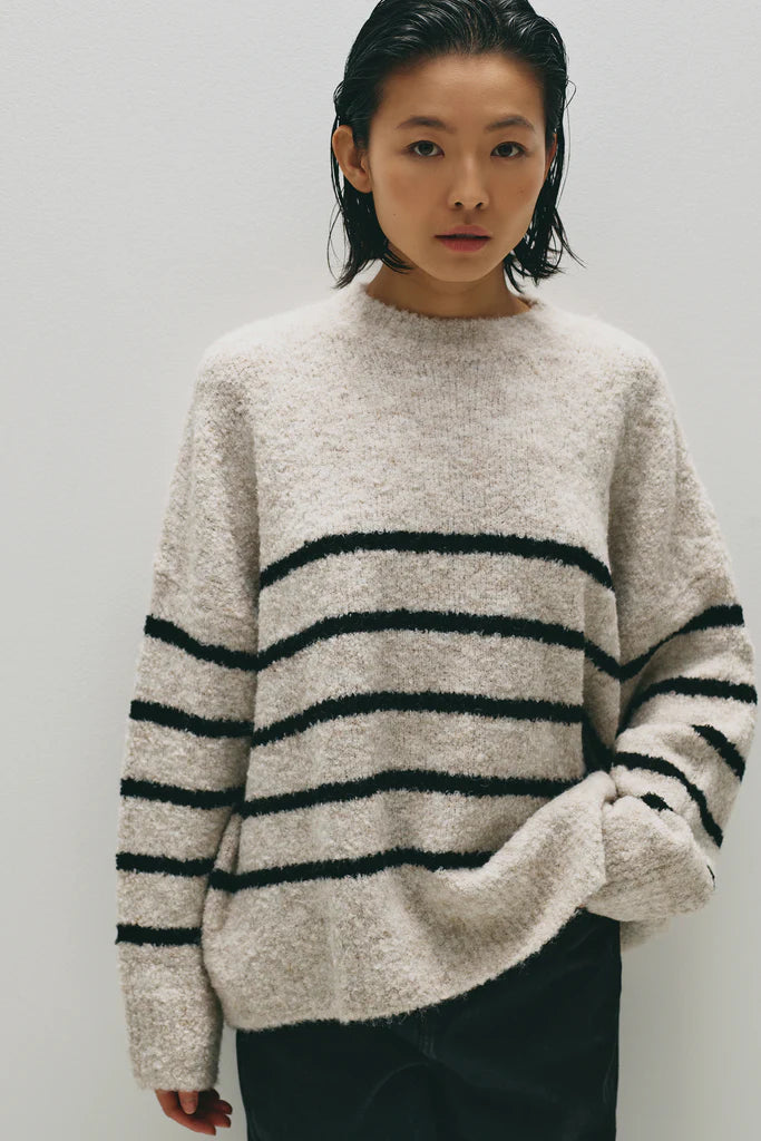 Elias stripe knit, oatmeal stripe