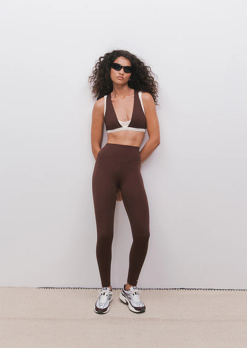 Signature full length legging, mahogany/whisper white